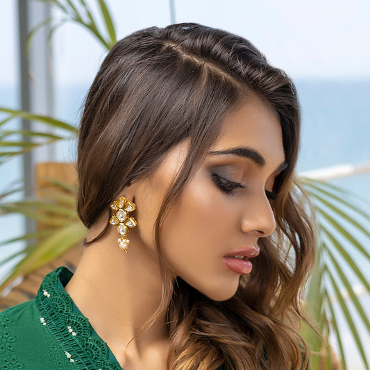 Kundan Pearl Earring - Rabal
