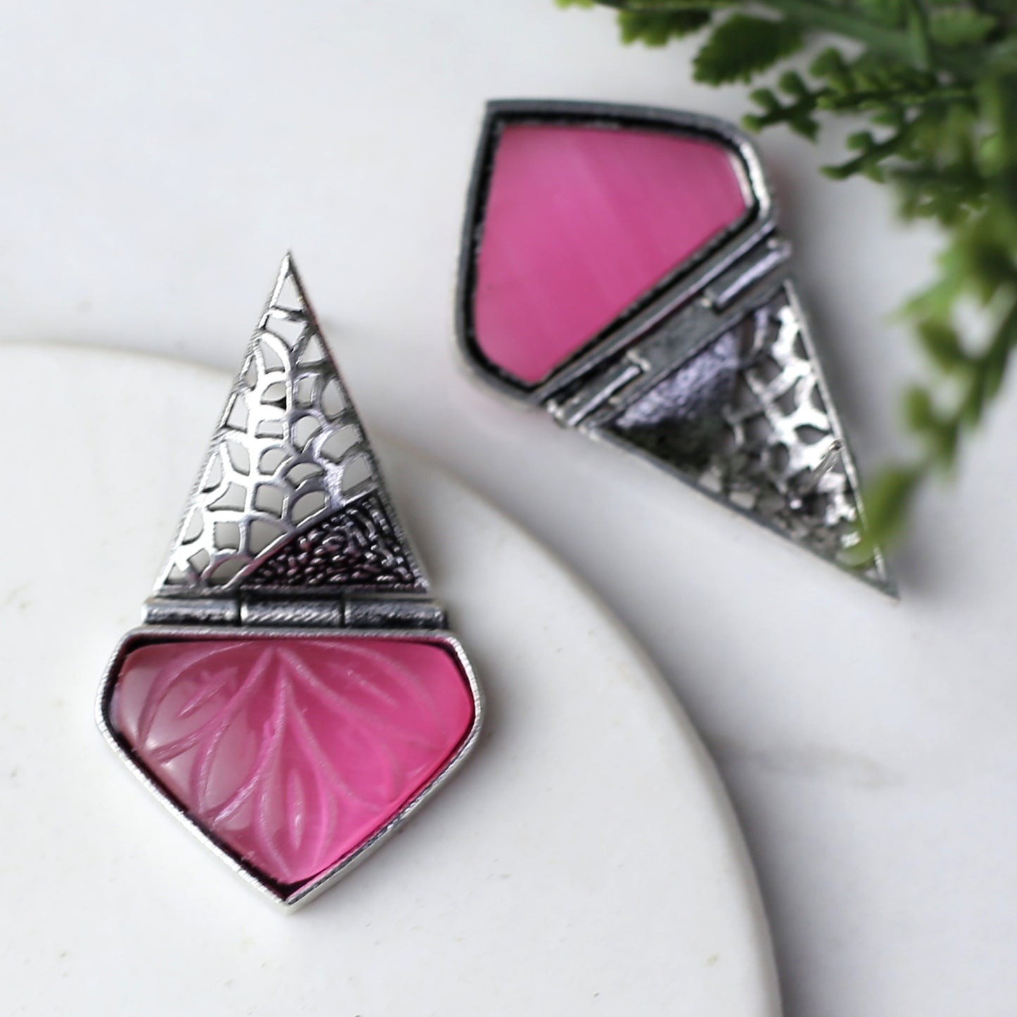 Pink Tribal Stud Earring