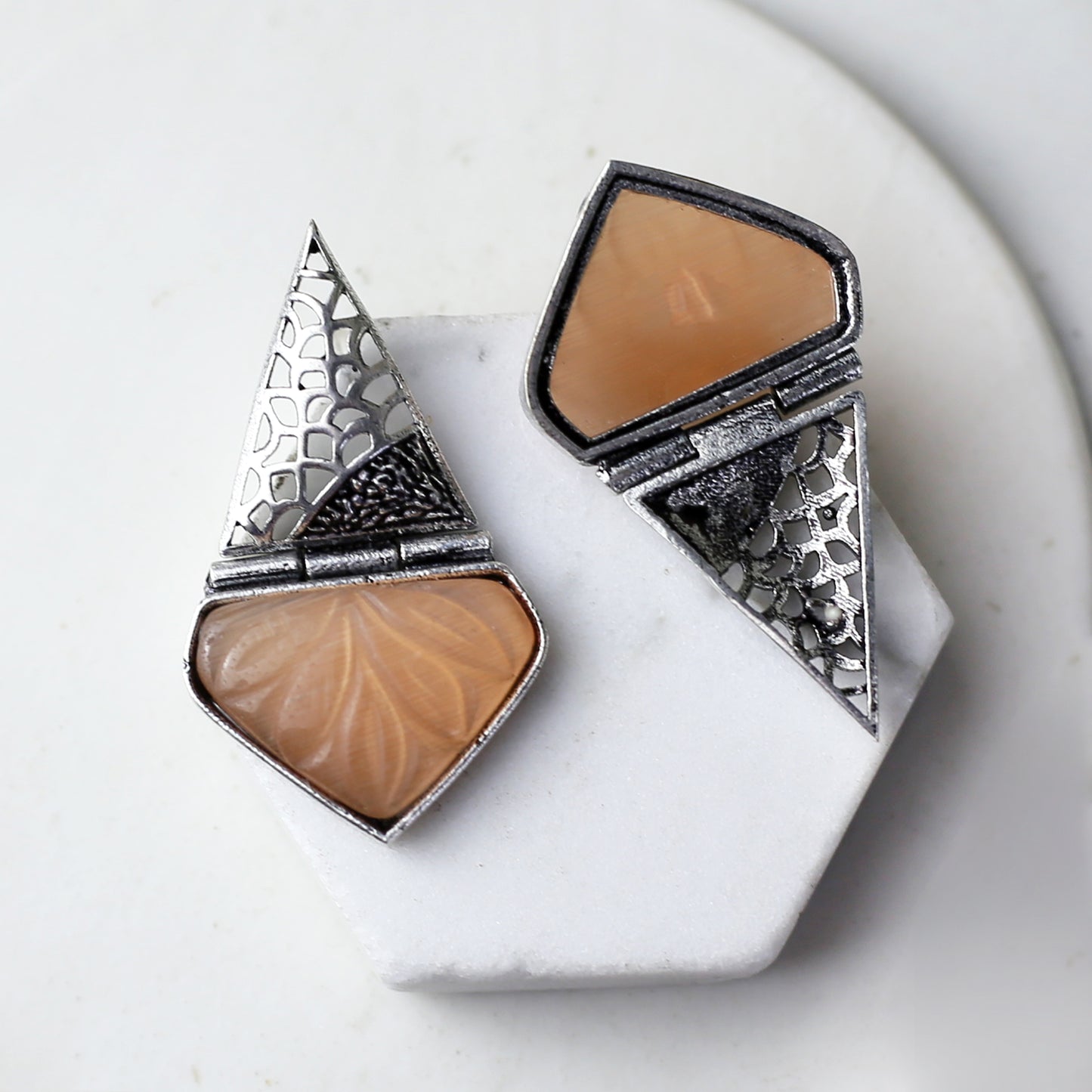 Peach Tribal Stud Earring