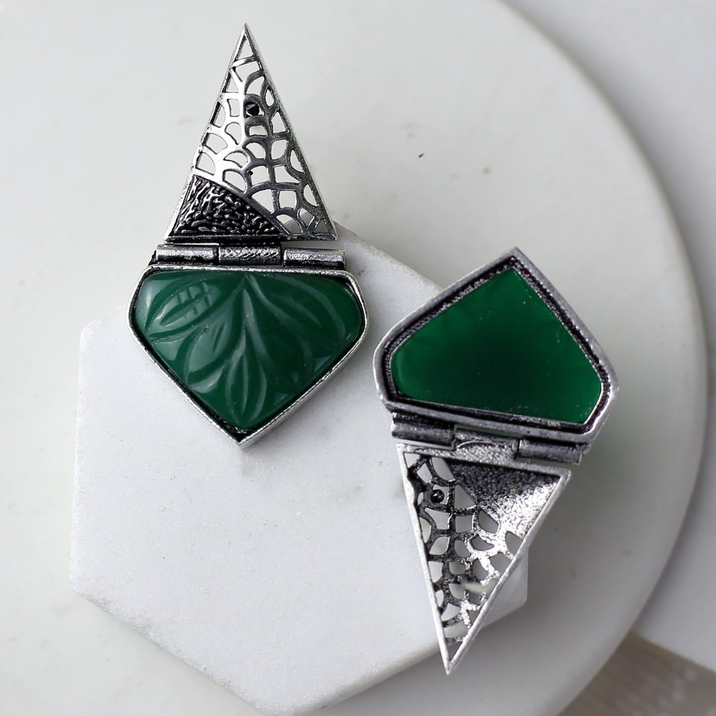 Green Tribal Stud Earring