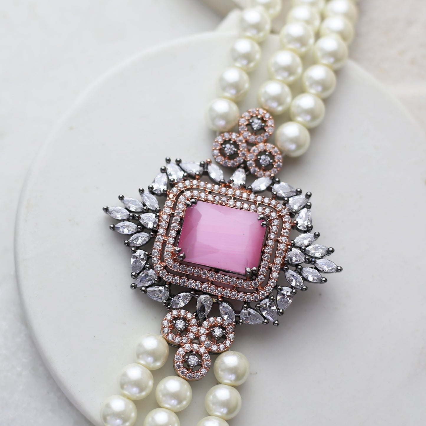 Pink Statement Pearl Choker