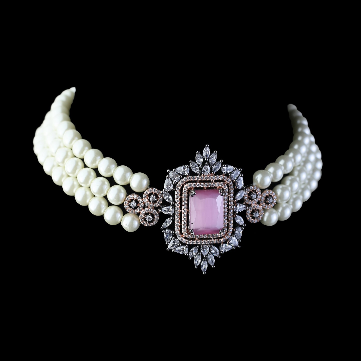 Pink Statement Pearl Choker