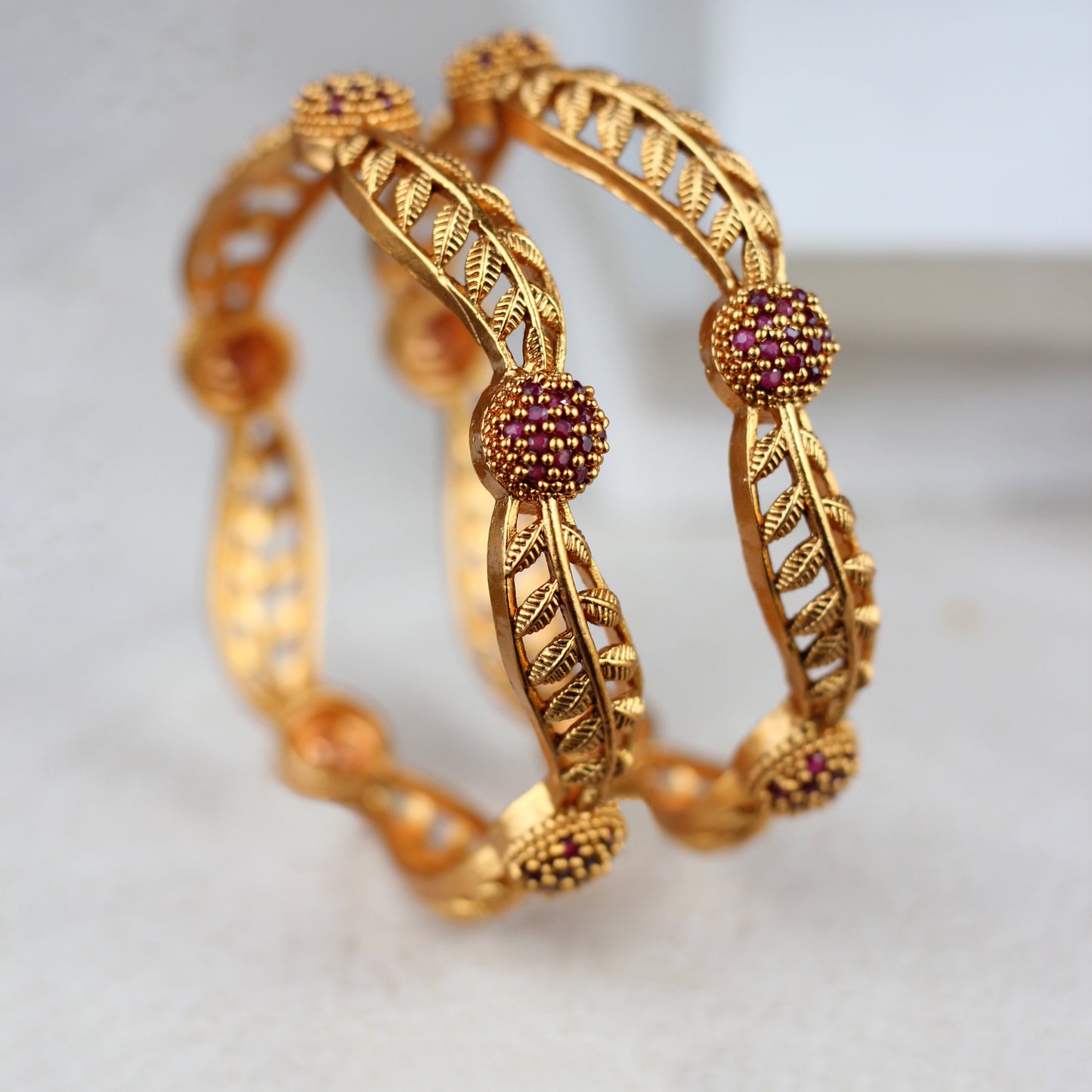 Statement Ruby Bangle Pair