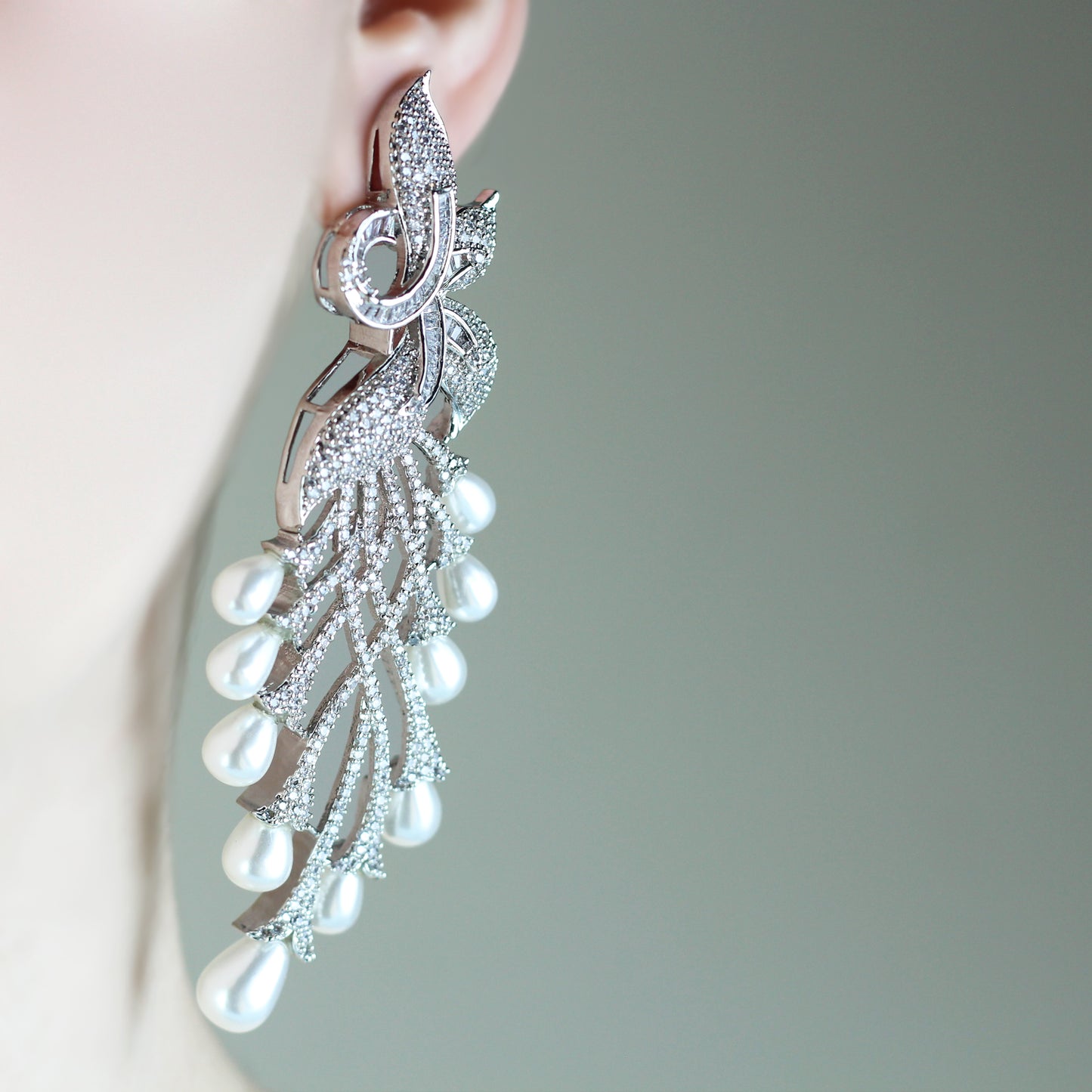 Statement Long Zircon Drop Earring