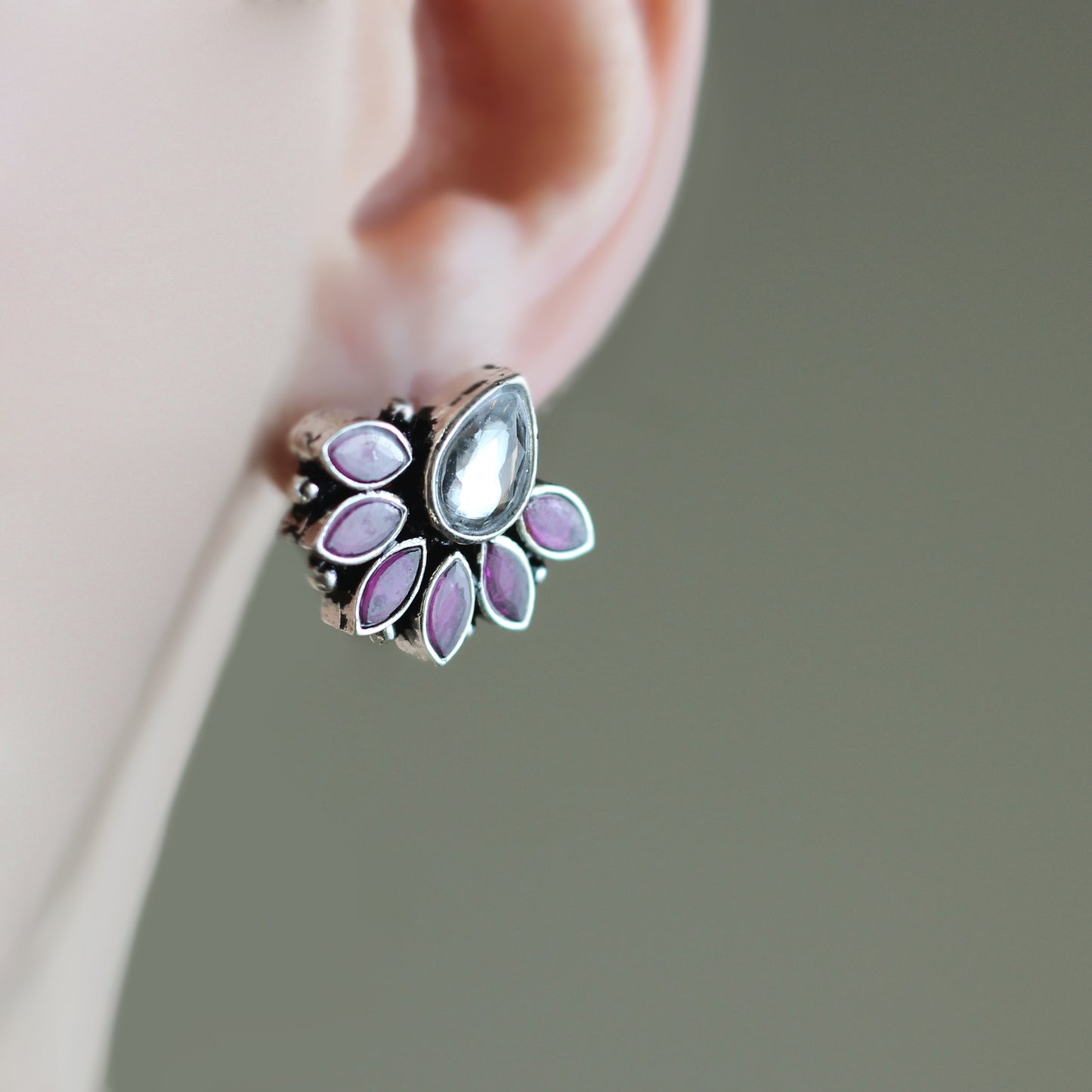 Tribal Pink Stud Earring - Rabal