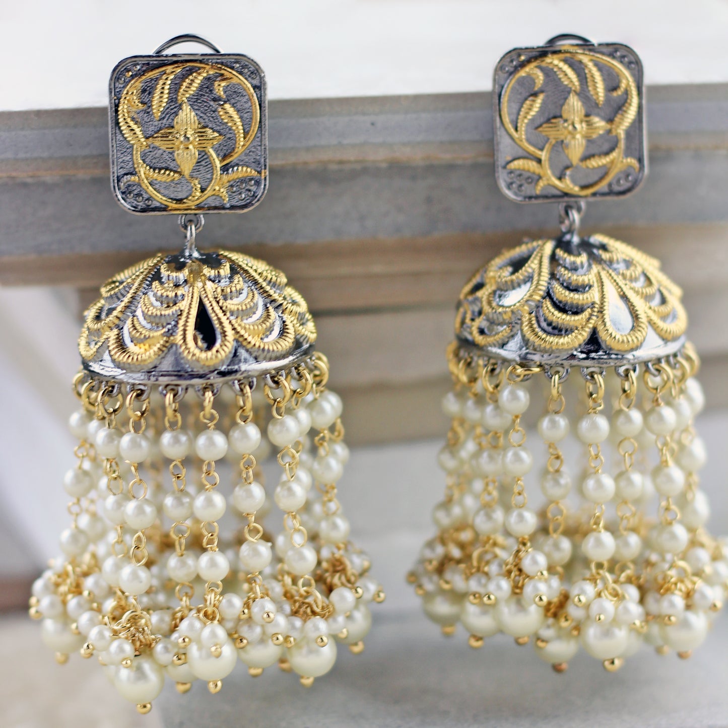 Silver / Gold Pearl Drop Jhumke I Earring