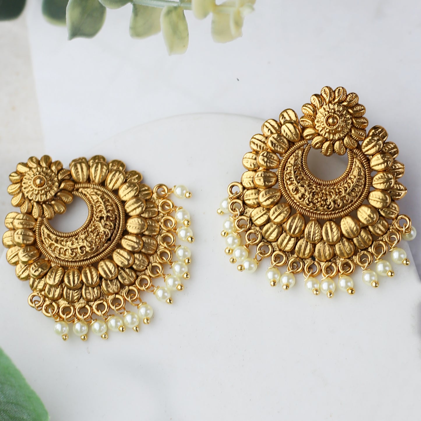 Tribal Pearl Drop Earring