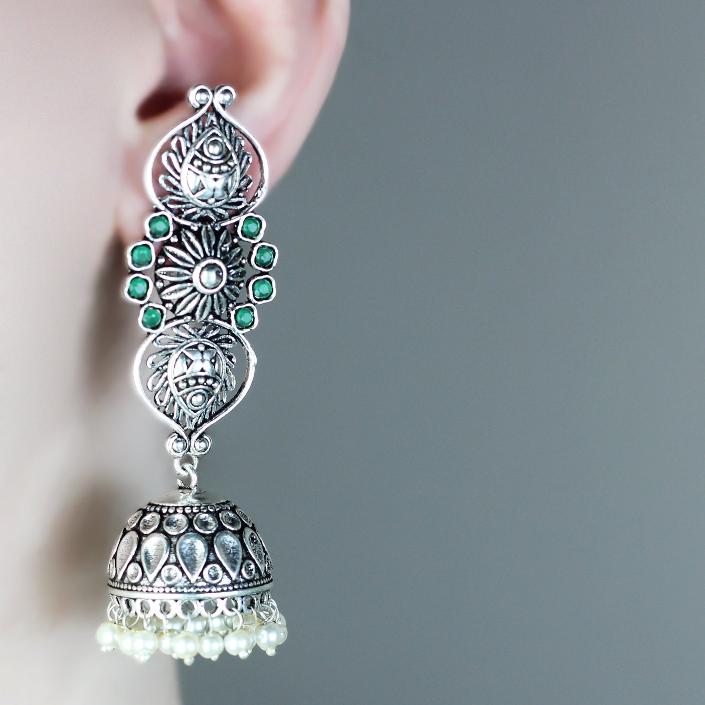 Tribal Tiered Jhumki Green