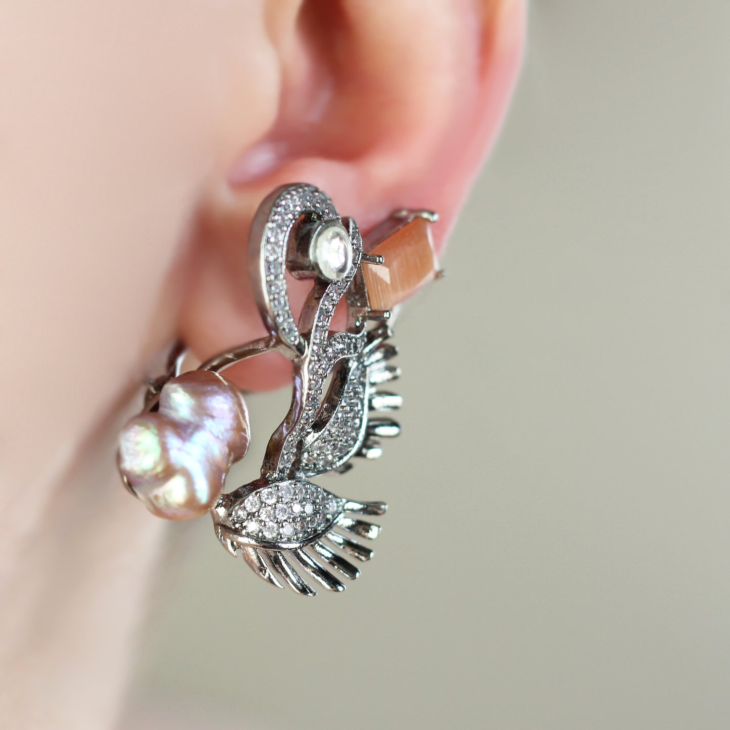 Peach Statement Pearl Earring