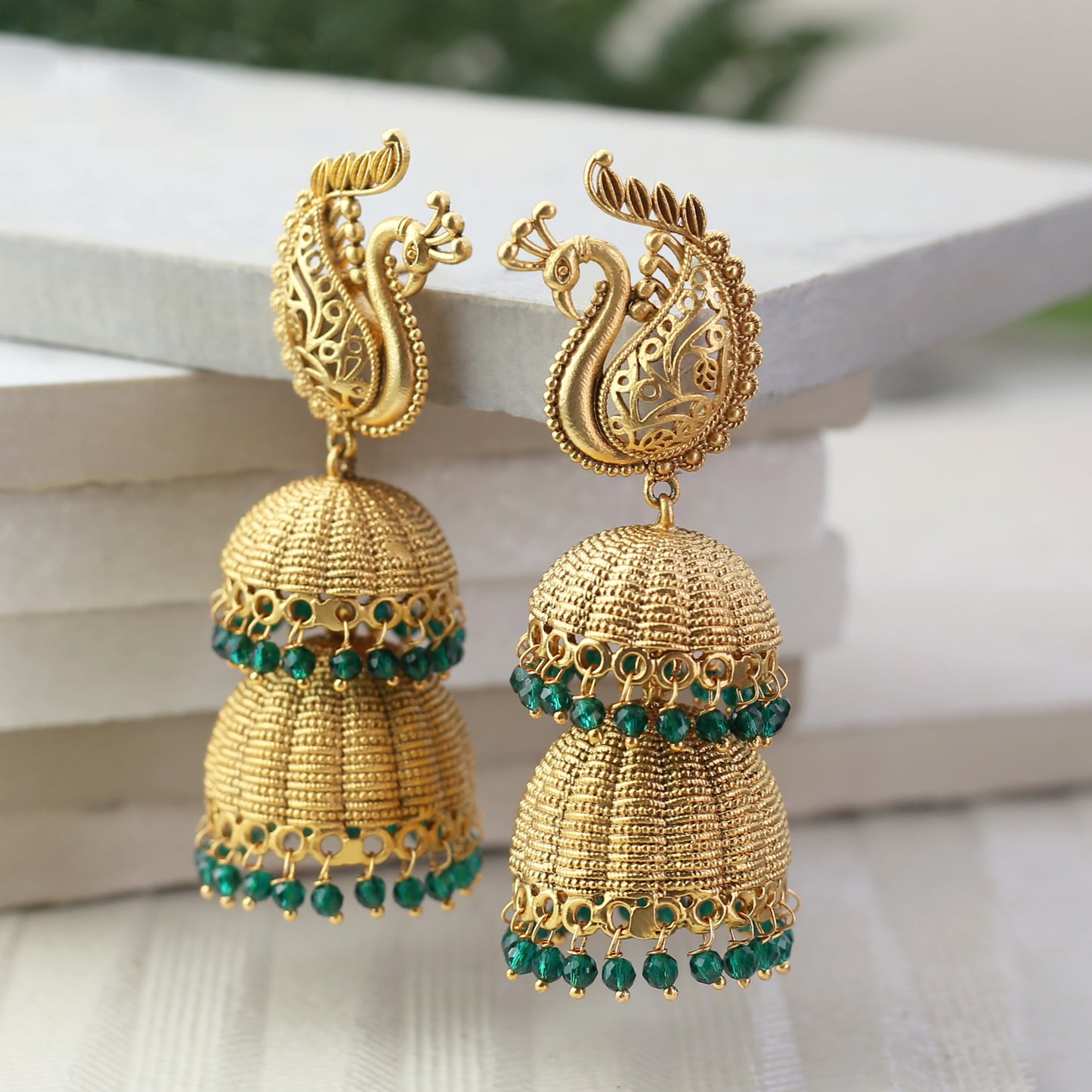 Peacock Green Drop Jhumke