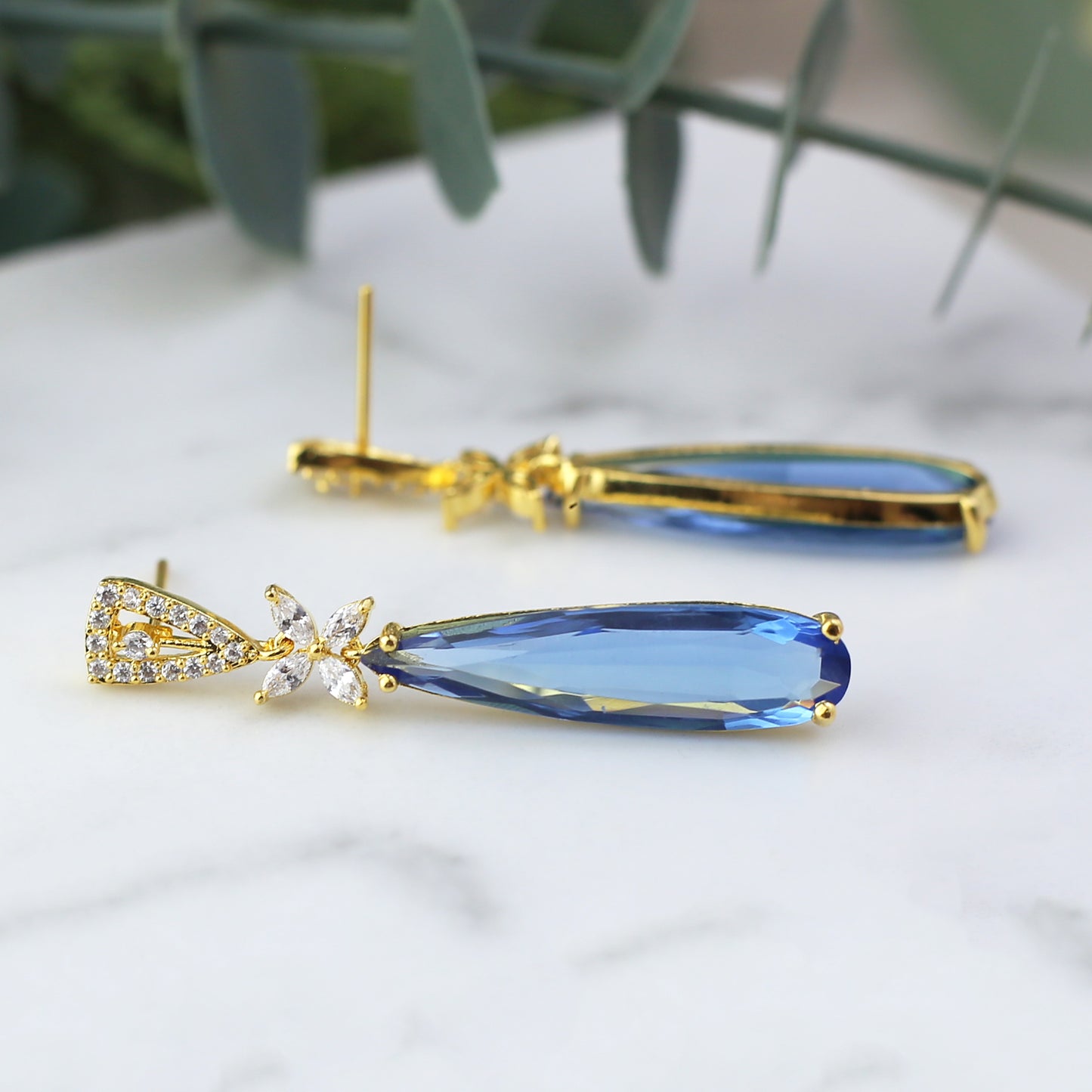 Butterfly Zircon Light Blue Drop Earring