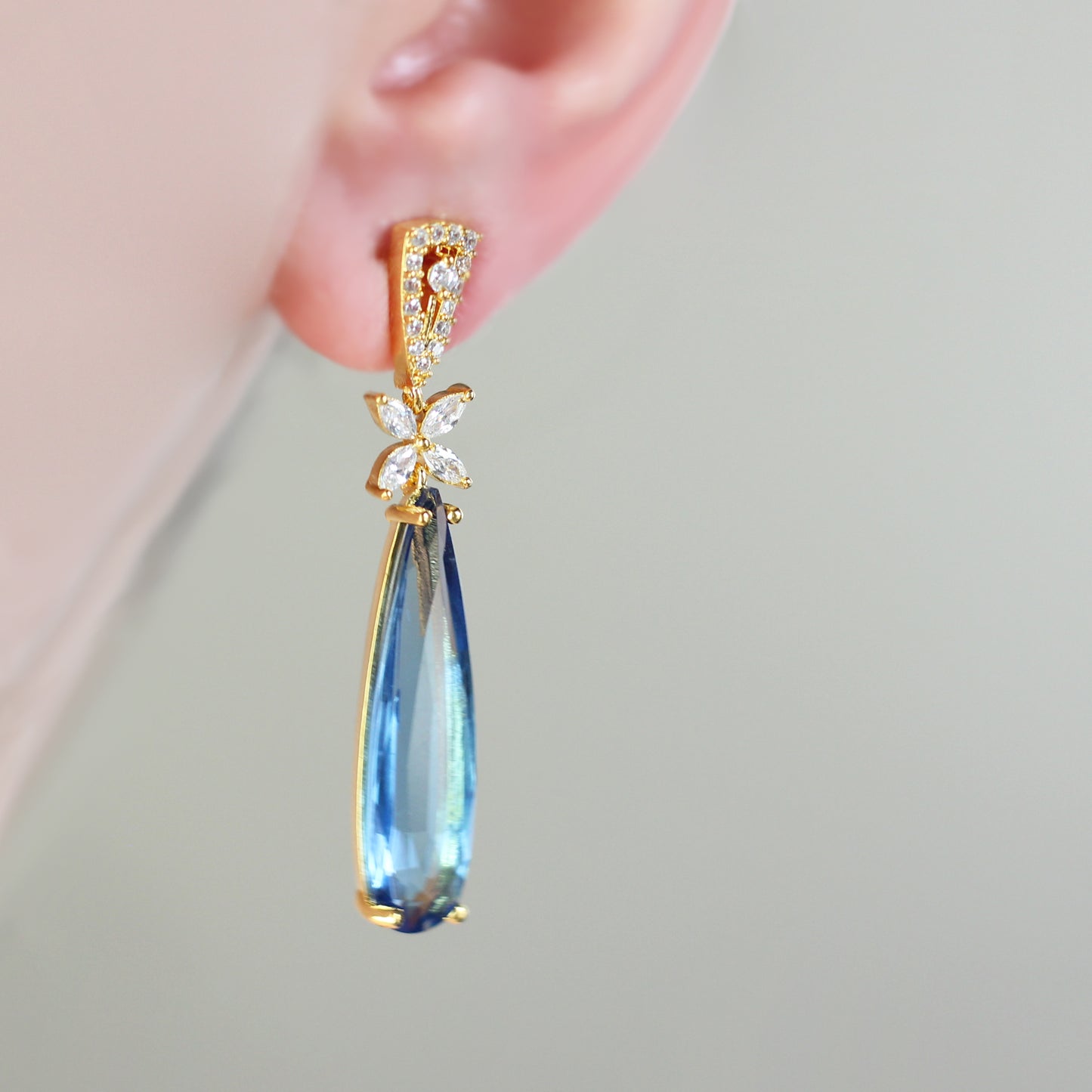 Butterfly Zircon Light Blue Drop Earring