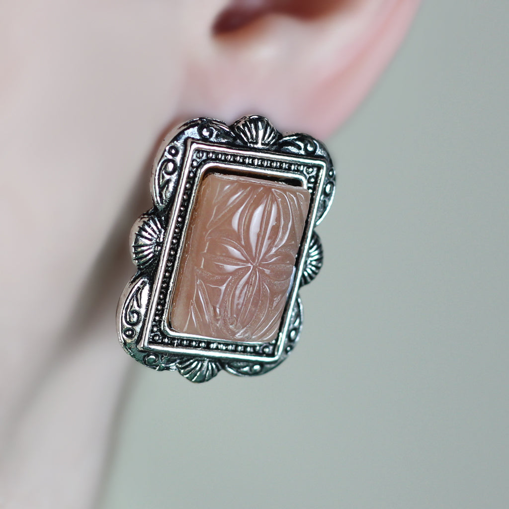 Peach Silver Stud Earring