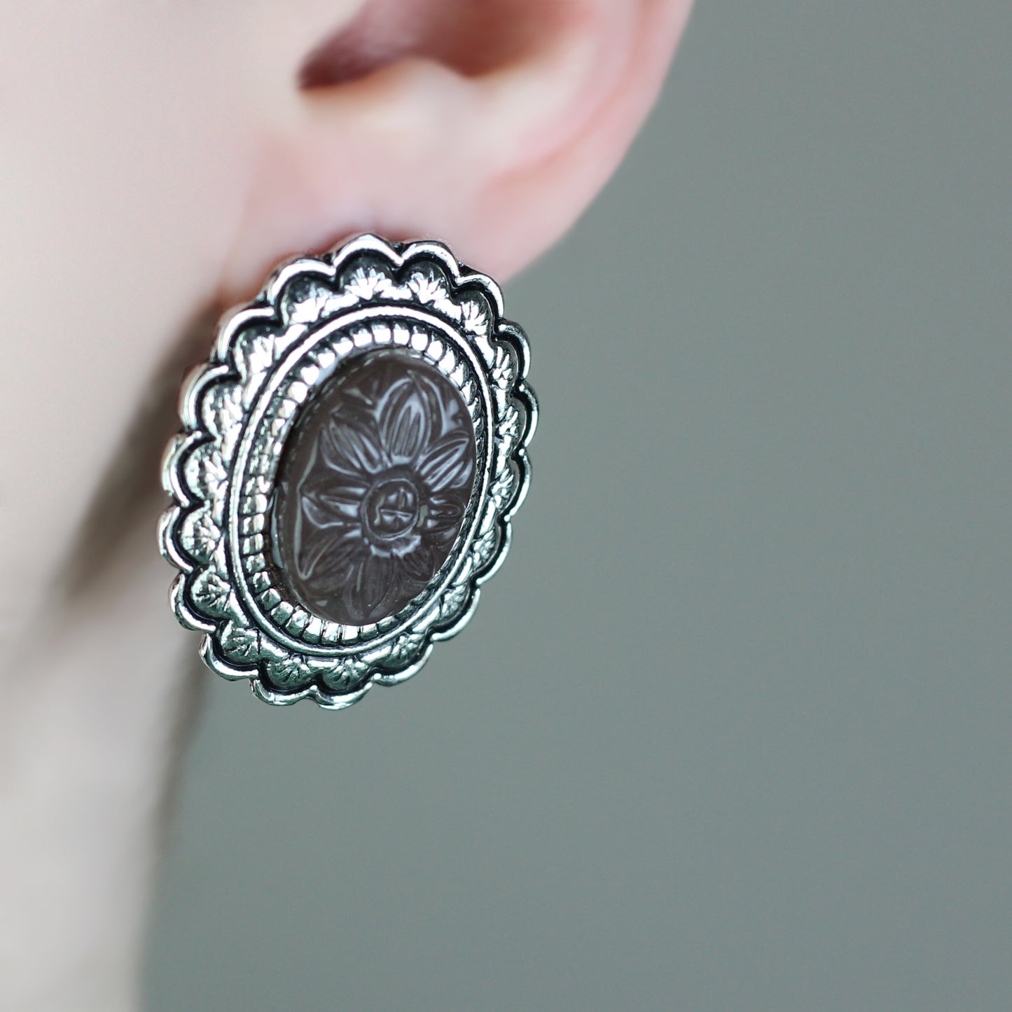Brown Silver Stud Earring