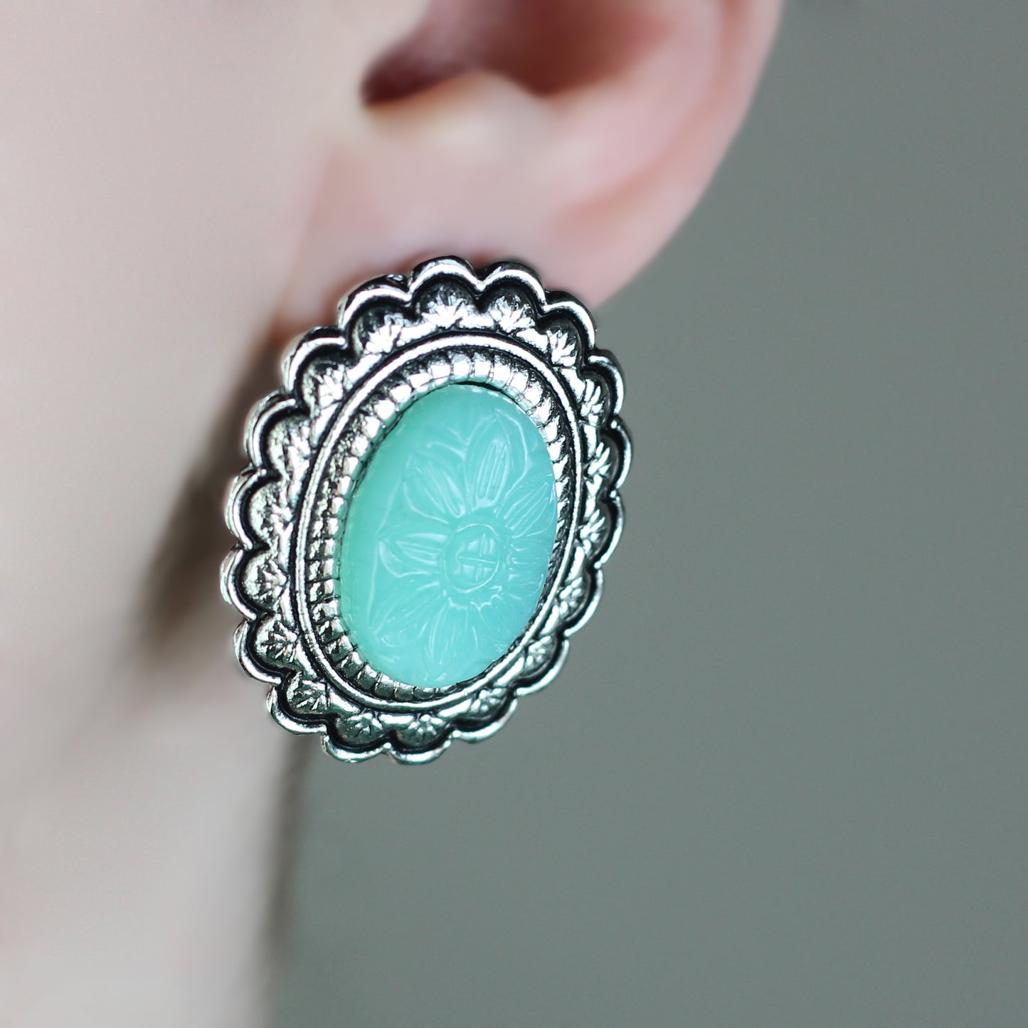 Mint Silver Stud Earring