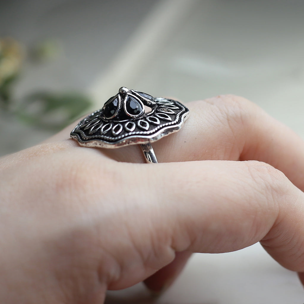 Tribal Black Statement Ring