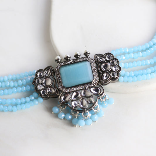 Blue Statement Tribal Choker - Rabal