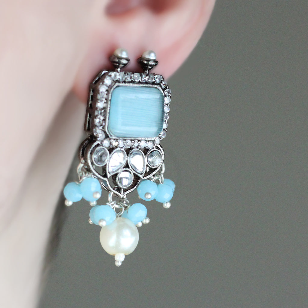 Statement Blue Tribal Earring