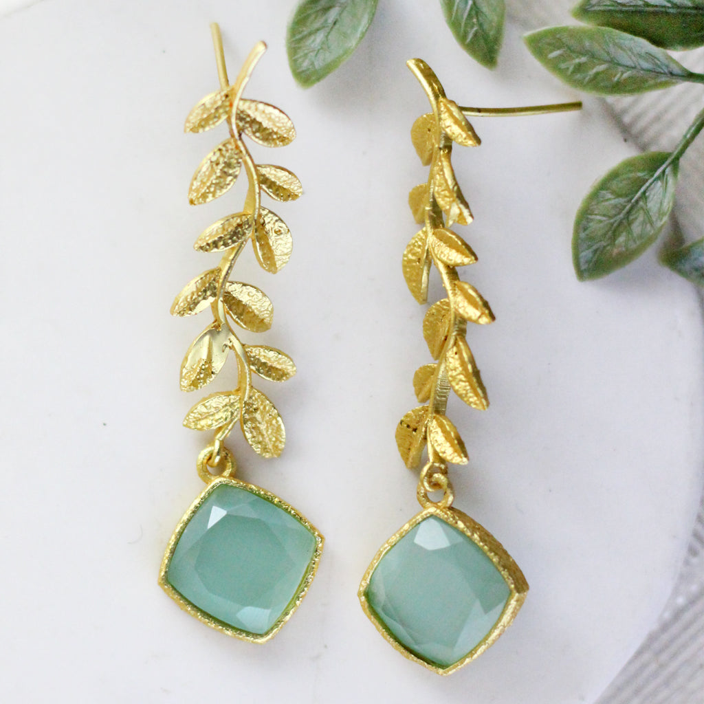 Turquoise Statement Leaf Drop Earring