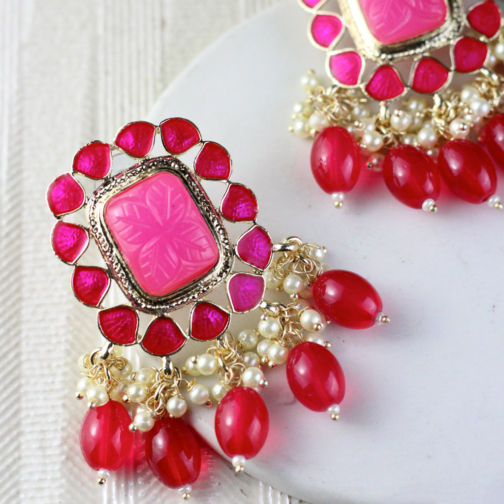 Statement Shocking Pink Drop Earring