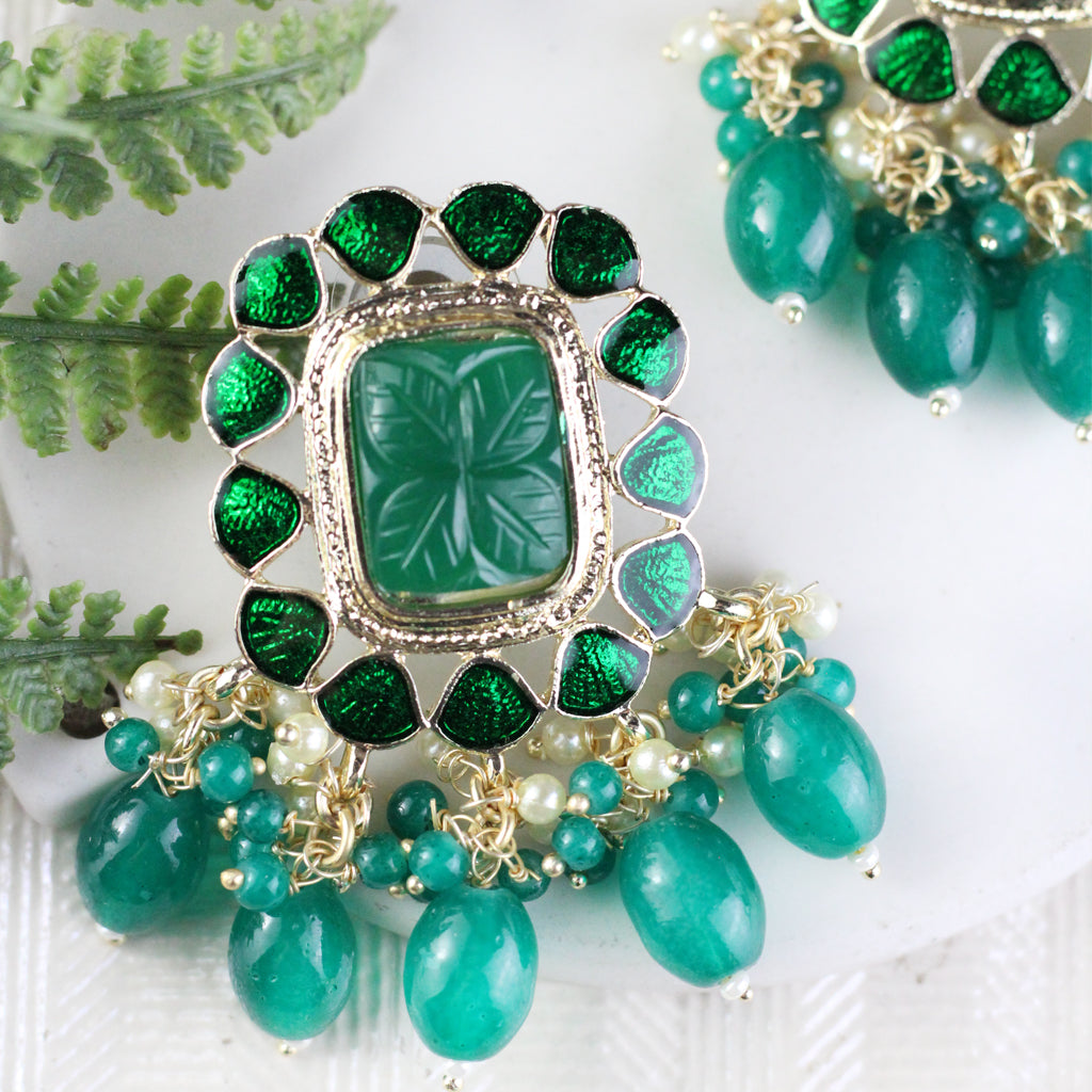 Statement Green Drop Earring