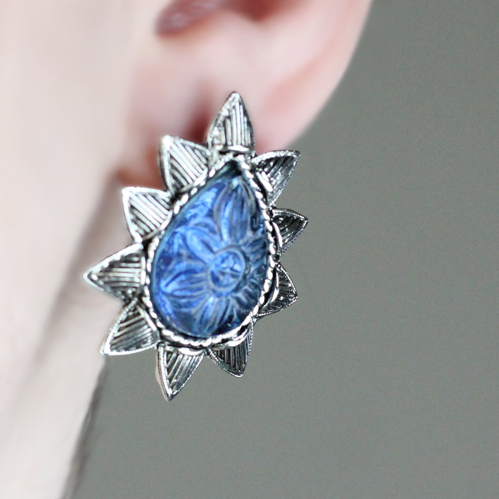 Blue Tribal Stud Earring