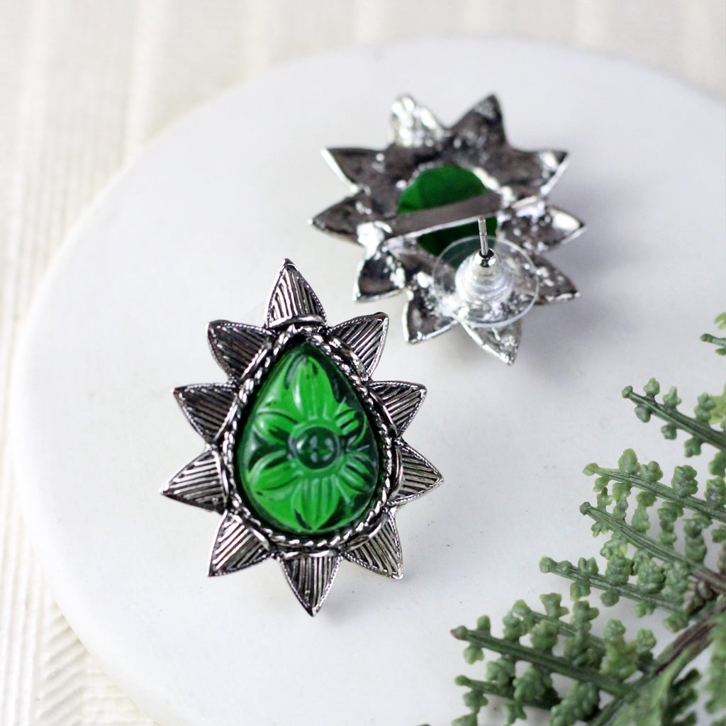Green Tribal Stud Earring - Rabal