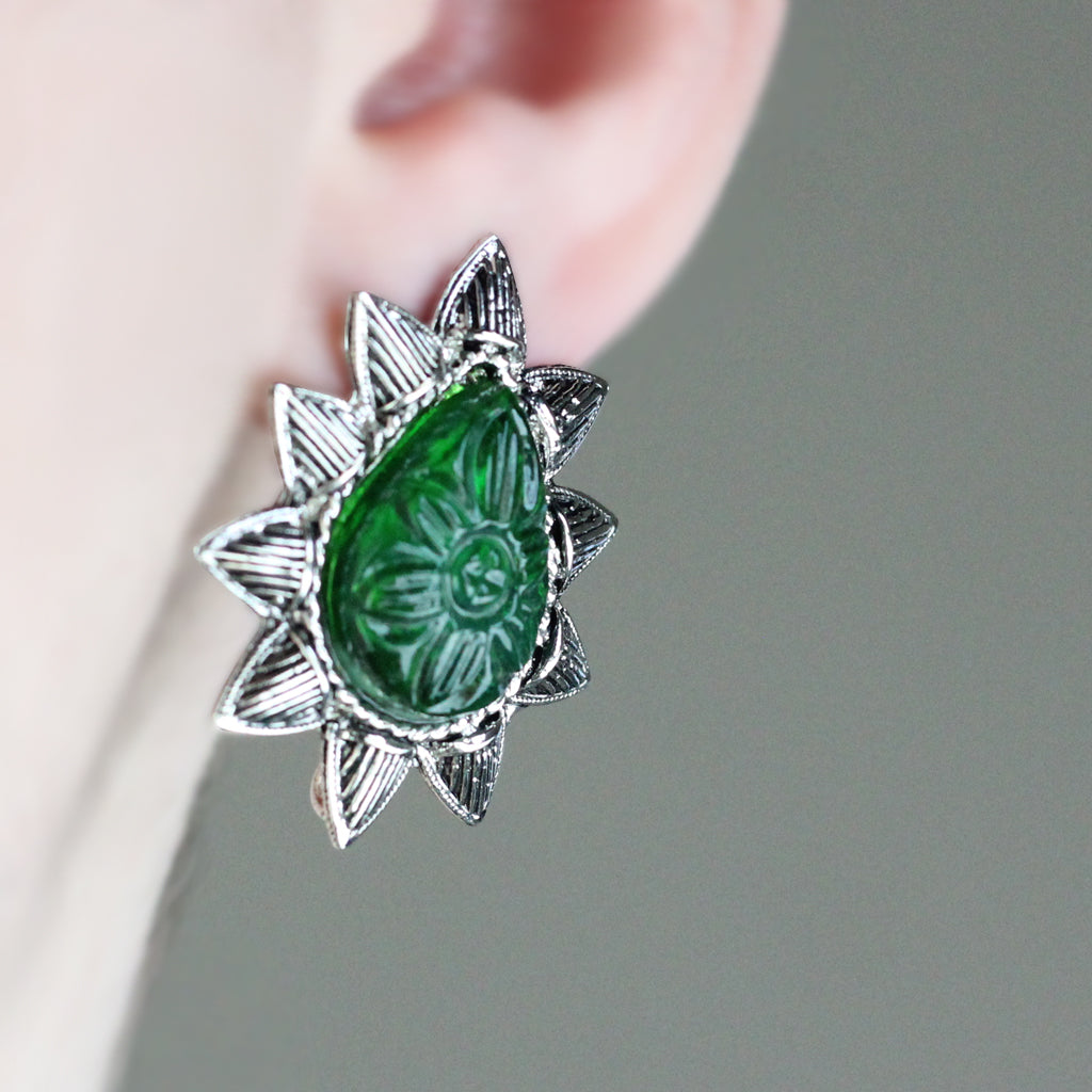 Green Tribal Stud Earring