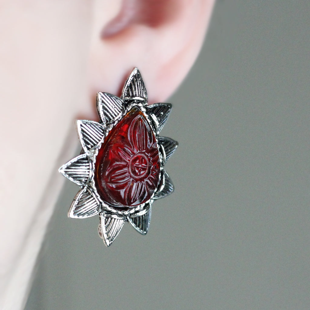 Maroon Tribal Stud Earring