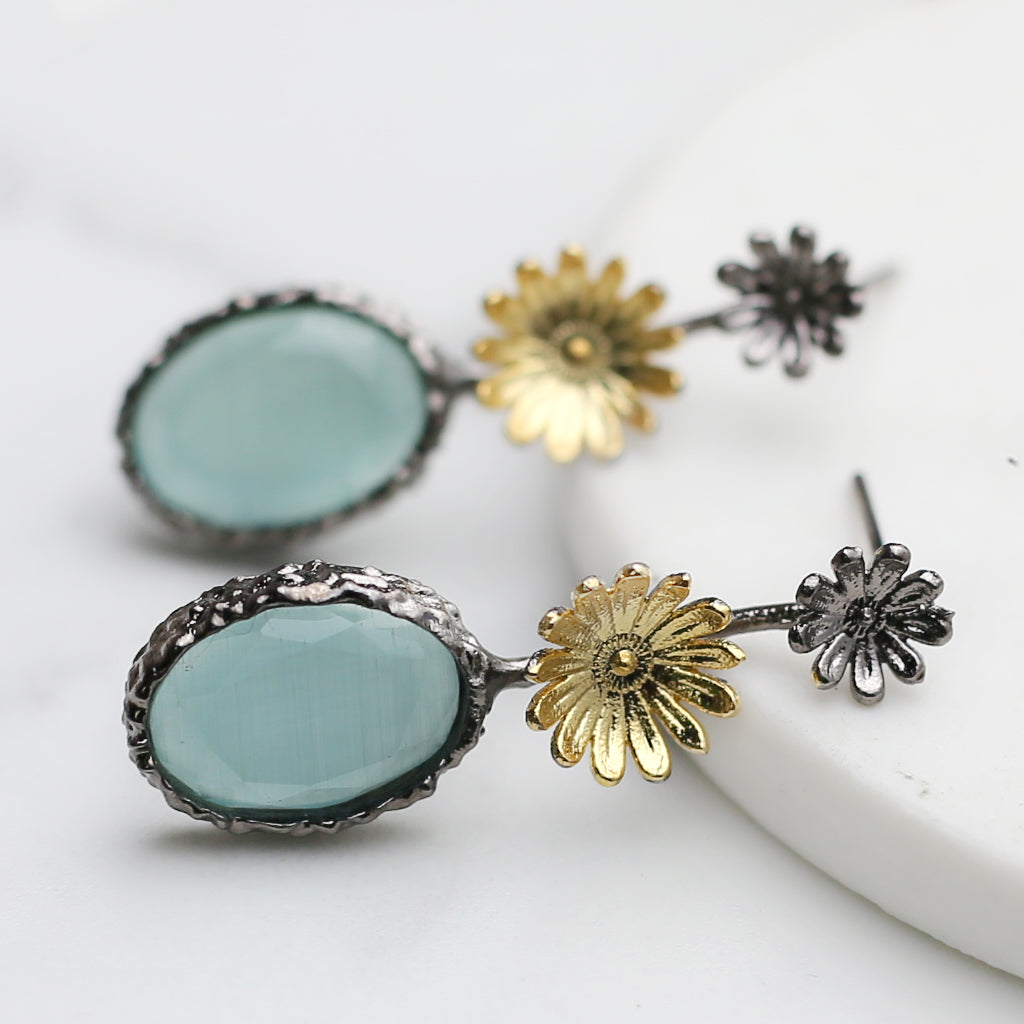 Flower Turquoise Drop Earring