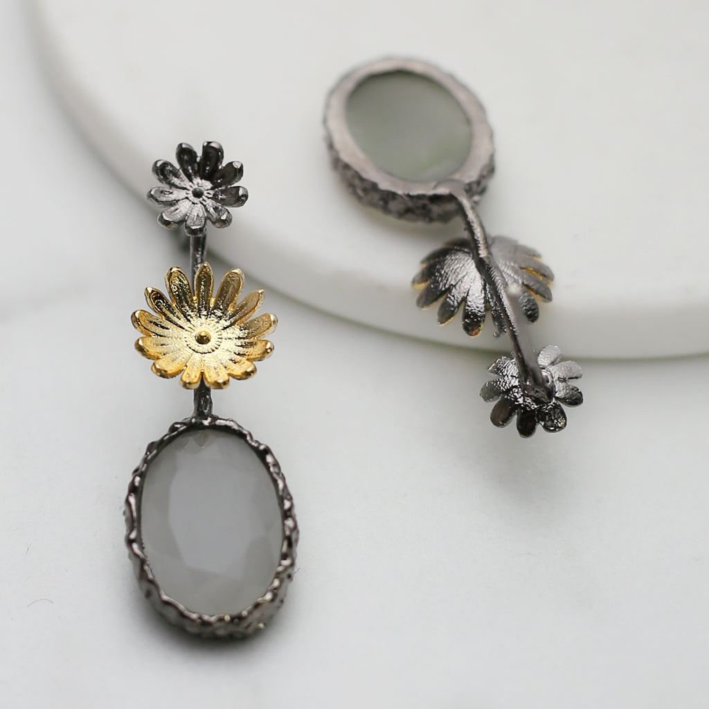 White Flower Drop Earring