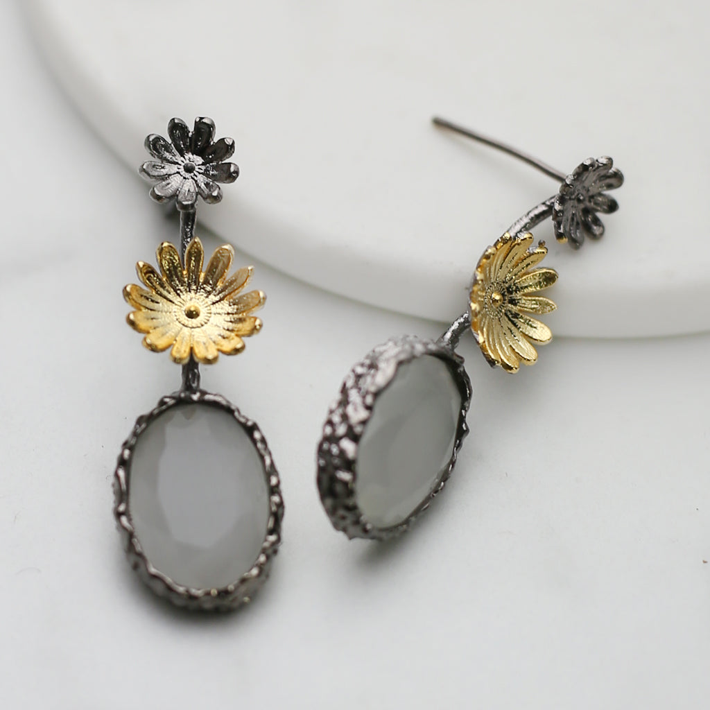 White Flower Drop Earring