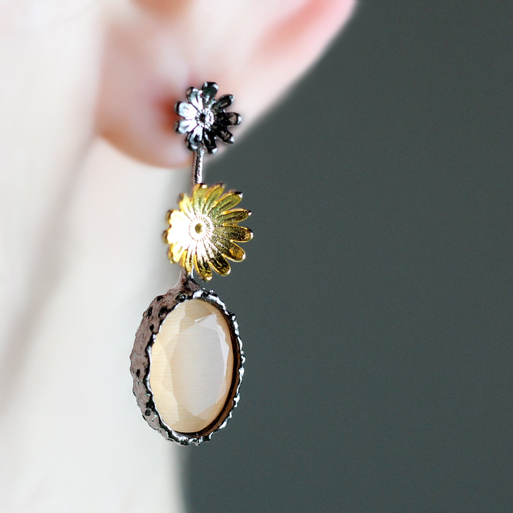 Peach Flower Drop Earring