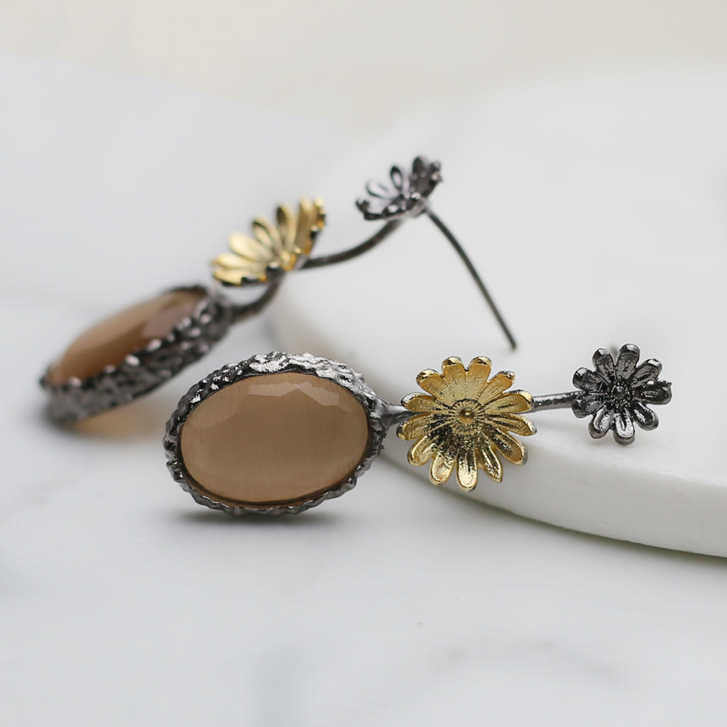 Peach Flower Drop Earring