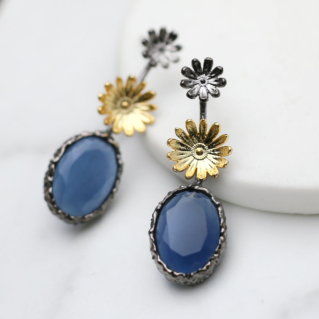 Flower Drop Blue Earring