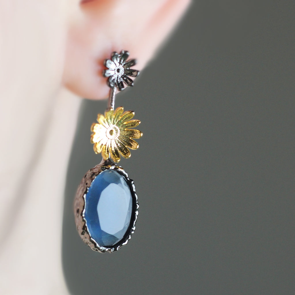 Flower Drop Blue Earring