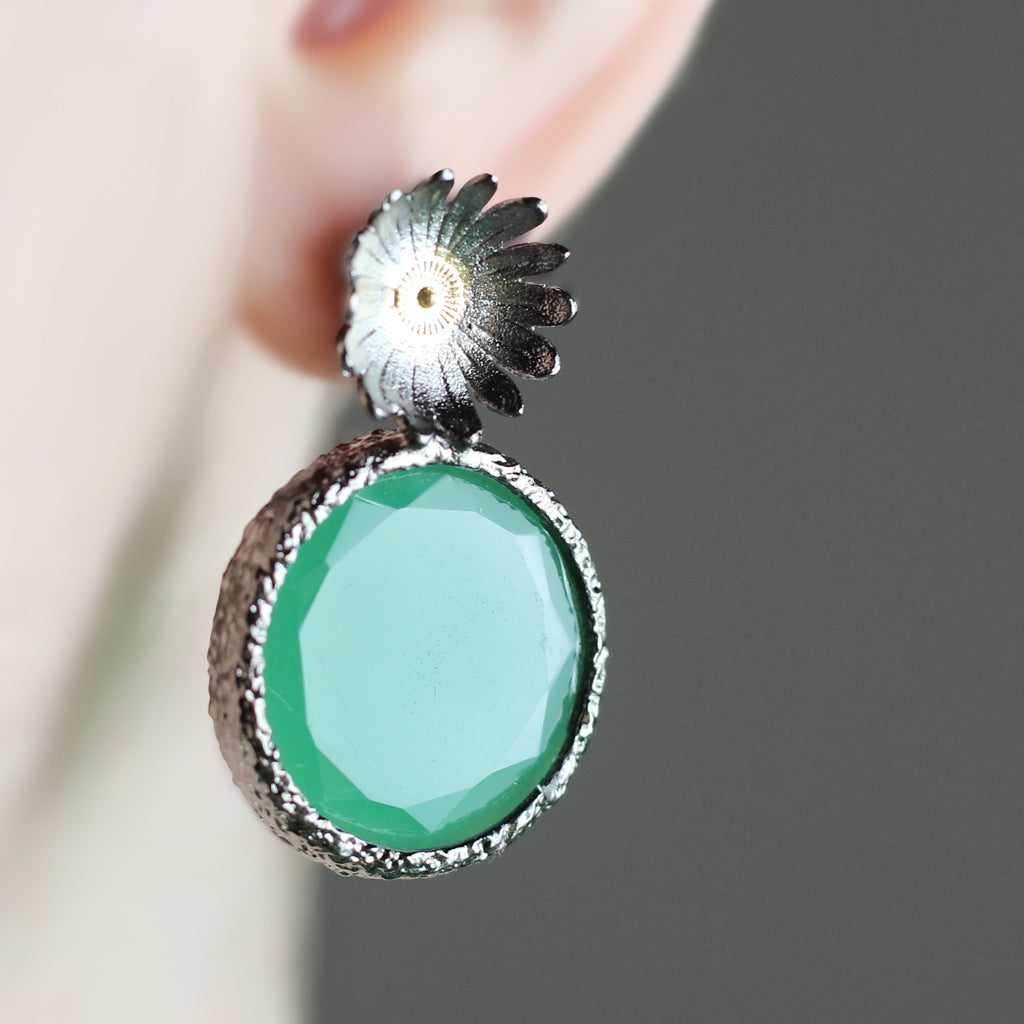 Statement Green Flower Earring