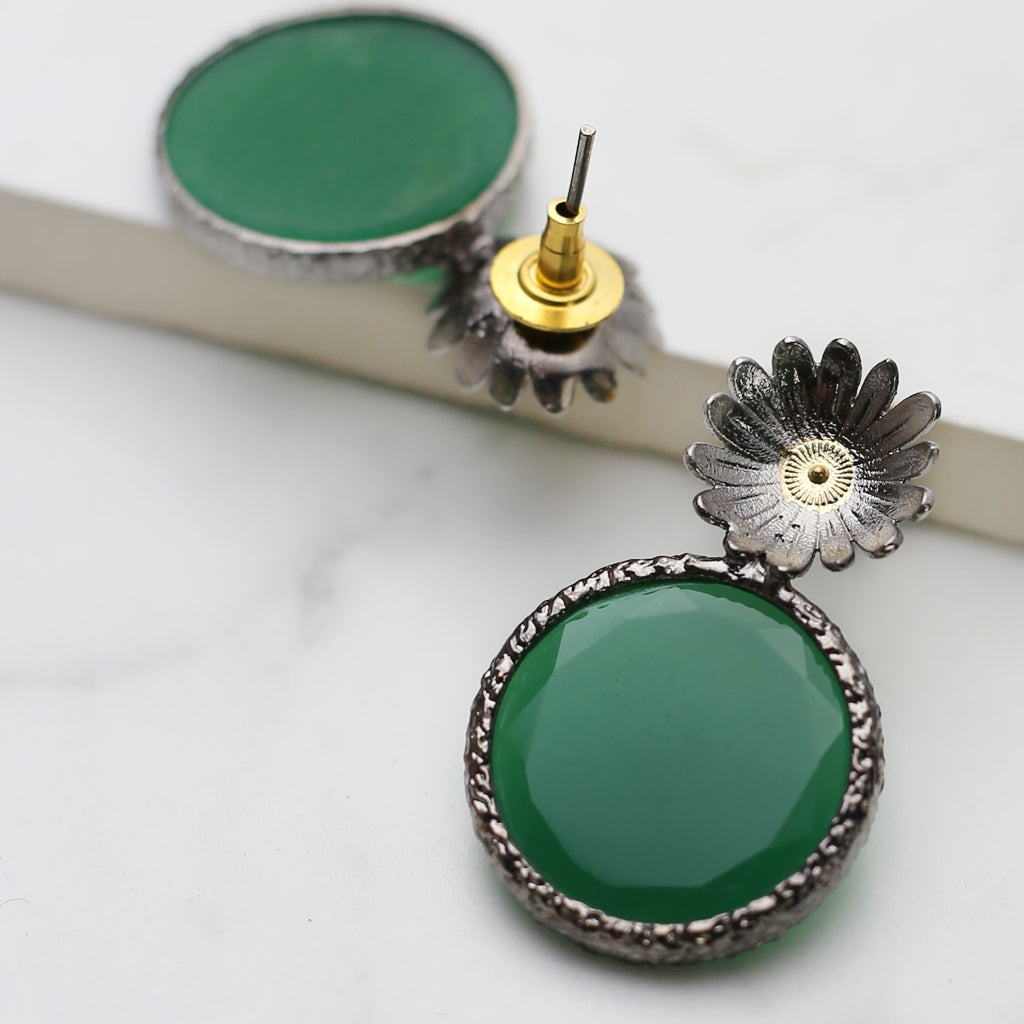 Statement Green Flower Earring