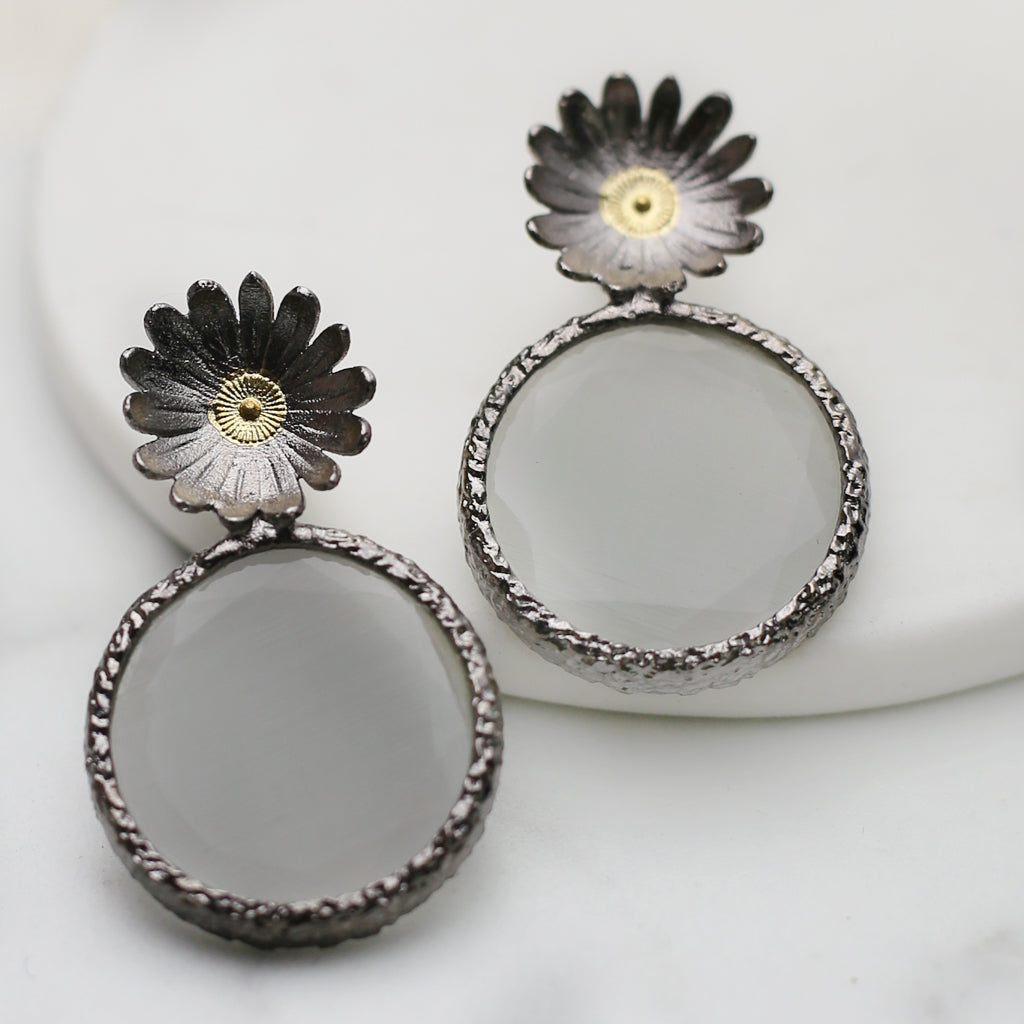 Statement White Flower Earring