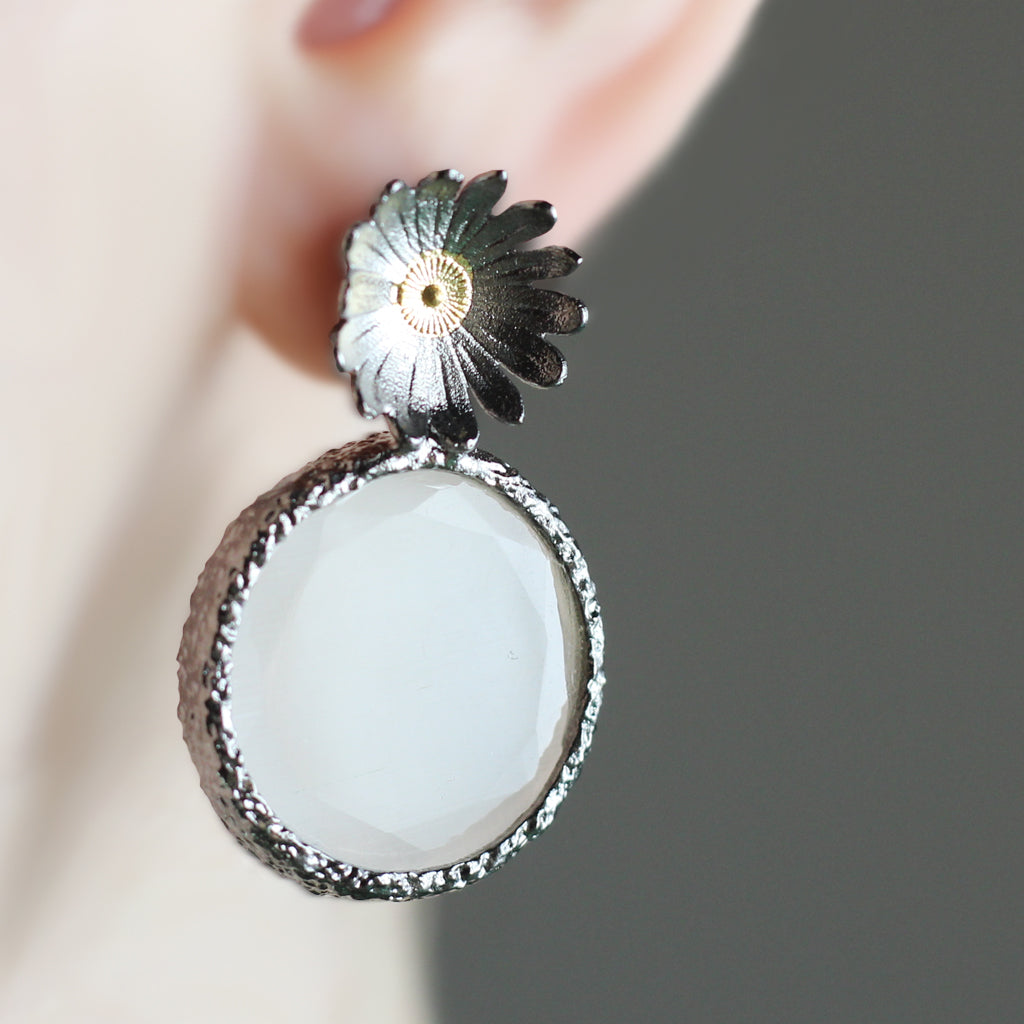 Statement White Flower Earring