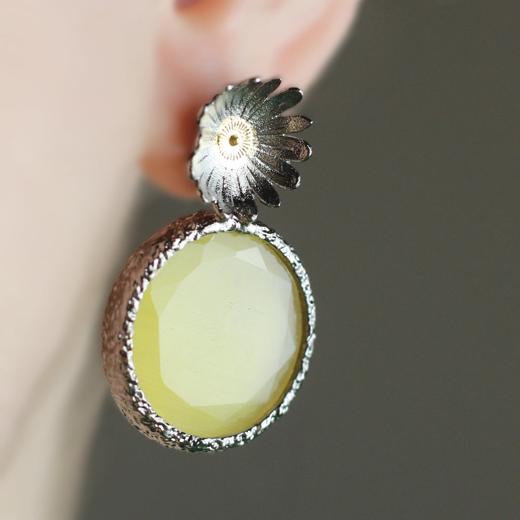 Yellow Statement Flower Earring - Rabal
