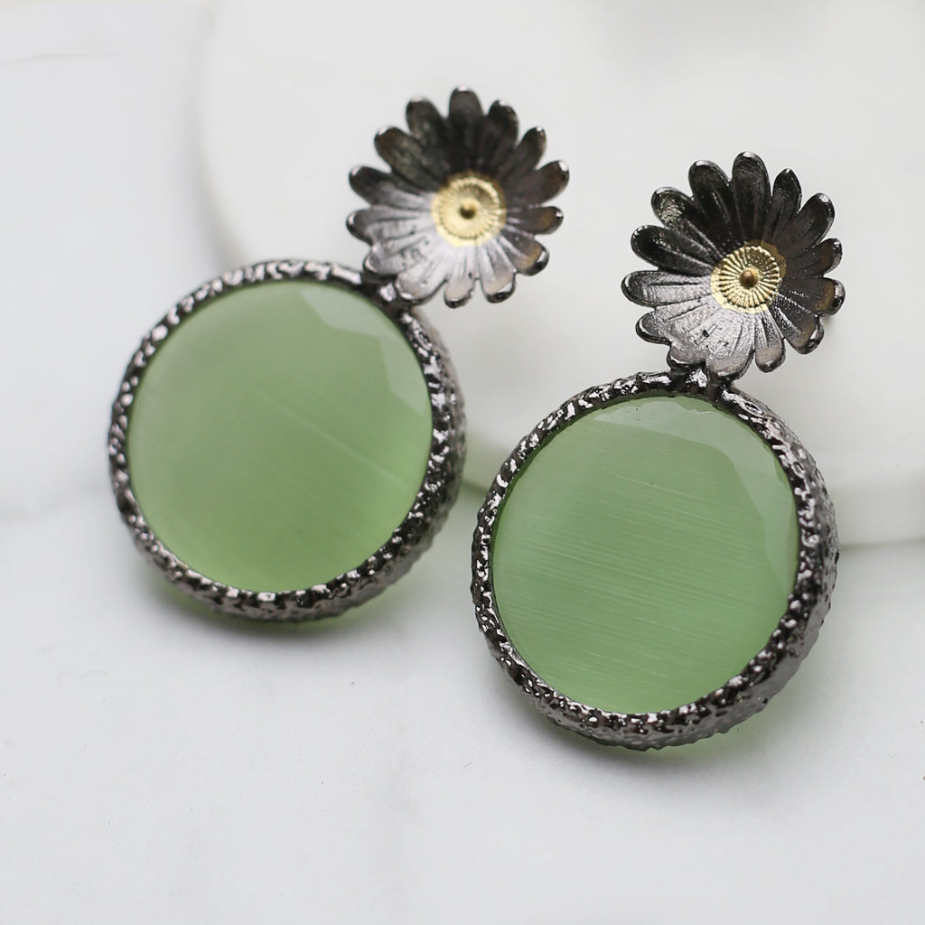 Statement Light Green Flower Earring