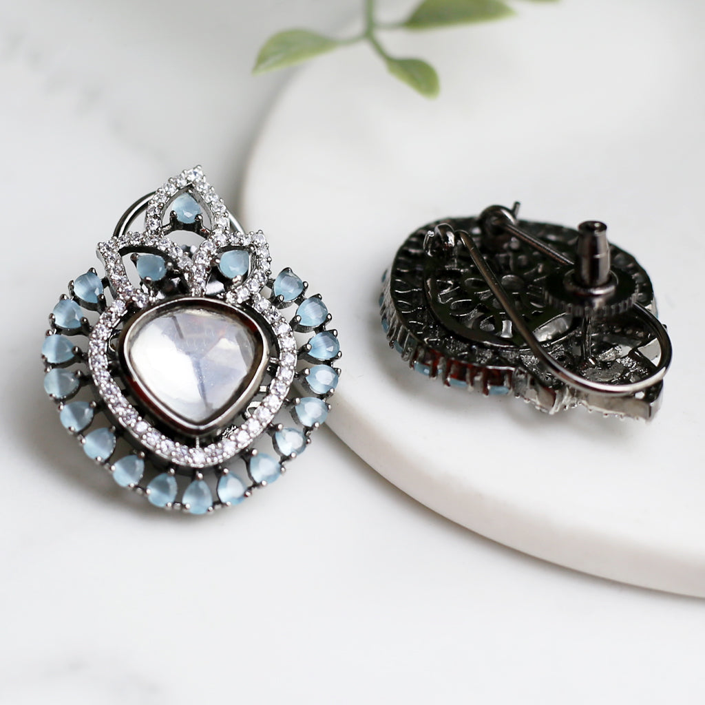 Statement Zircon Light Blue Stud Earring