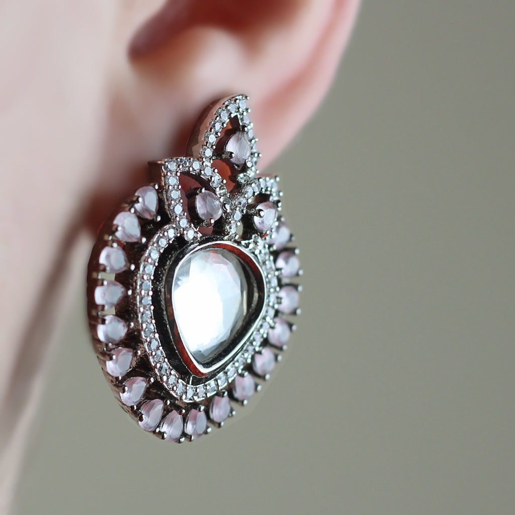 Pink Statement Kundan Stud Earring