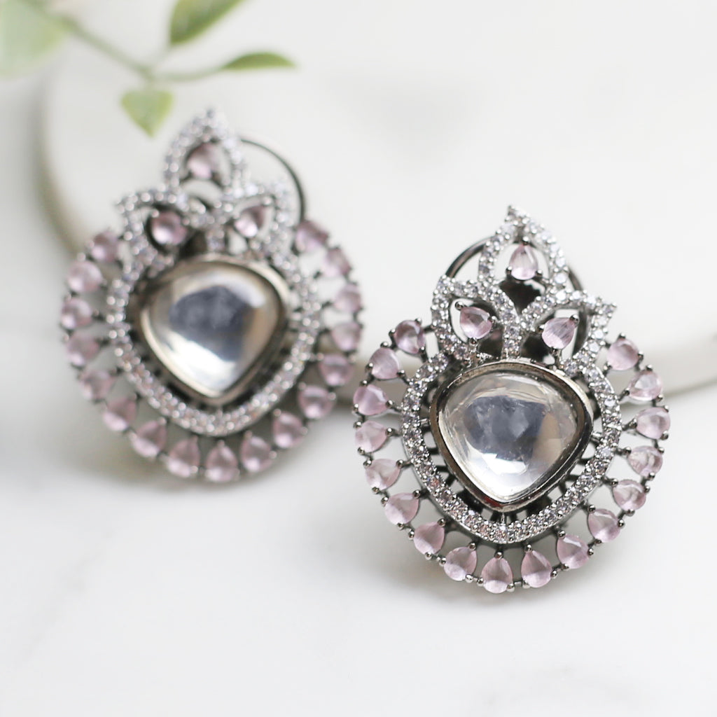 Pink Statement Kundan Stud Earring