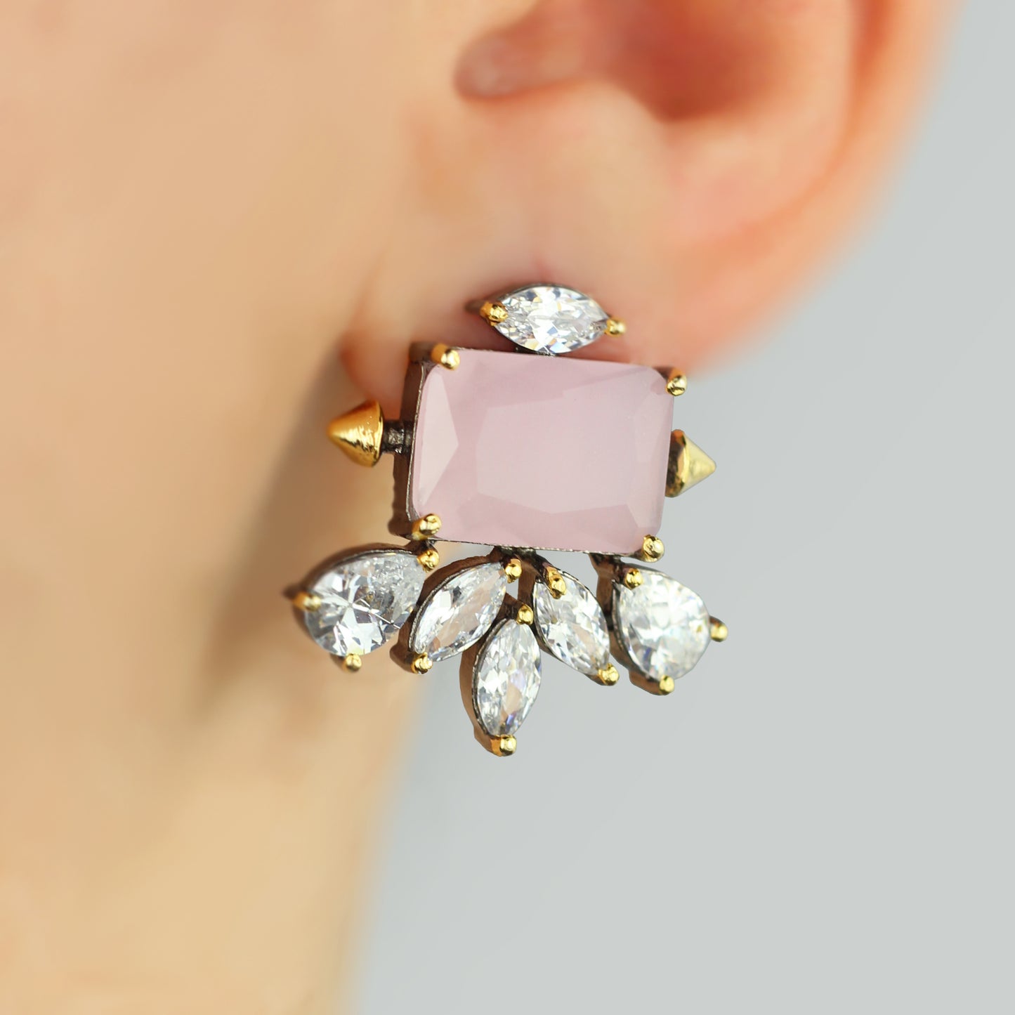Pink Zircon Designer Stud Earring