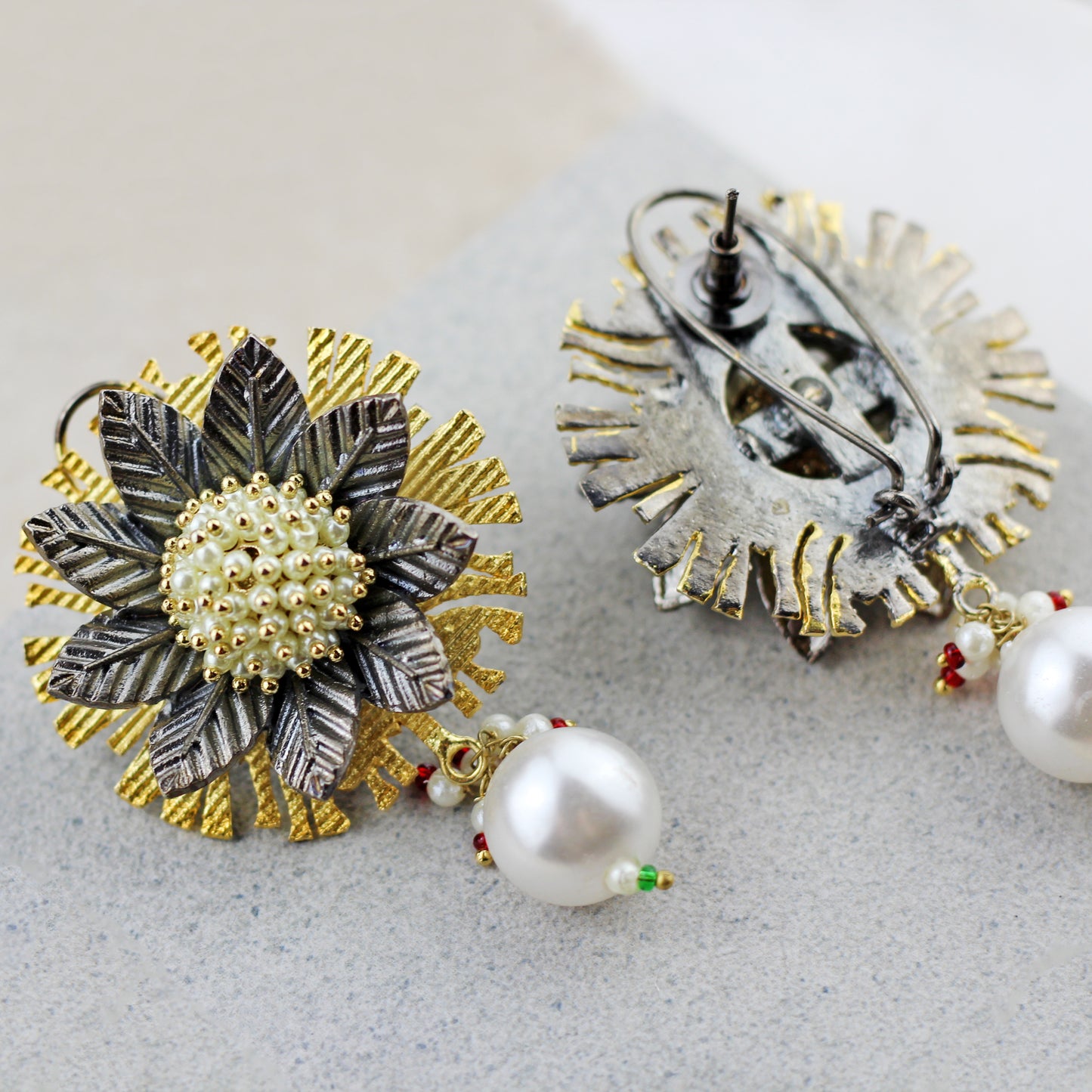 Flower Pearl Drop Earring - Rabal