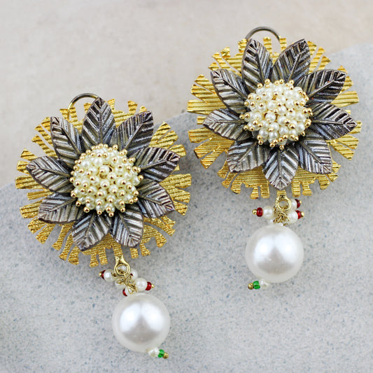 Flower Pearl Drop Earring - Rabal