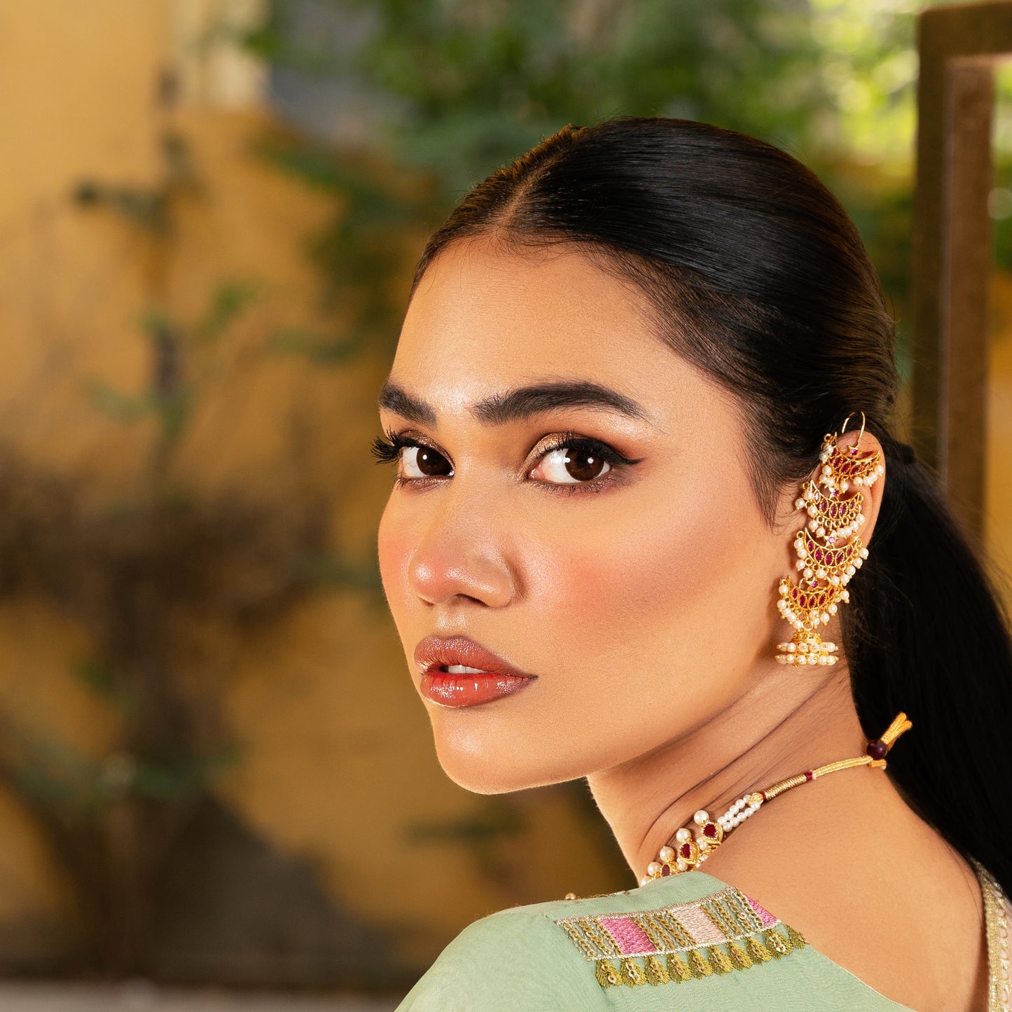Ruby Detacheable Long Jhumke Earring