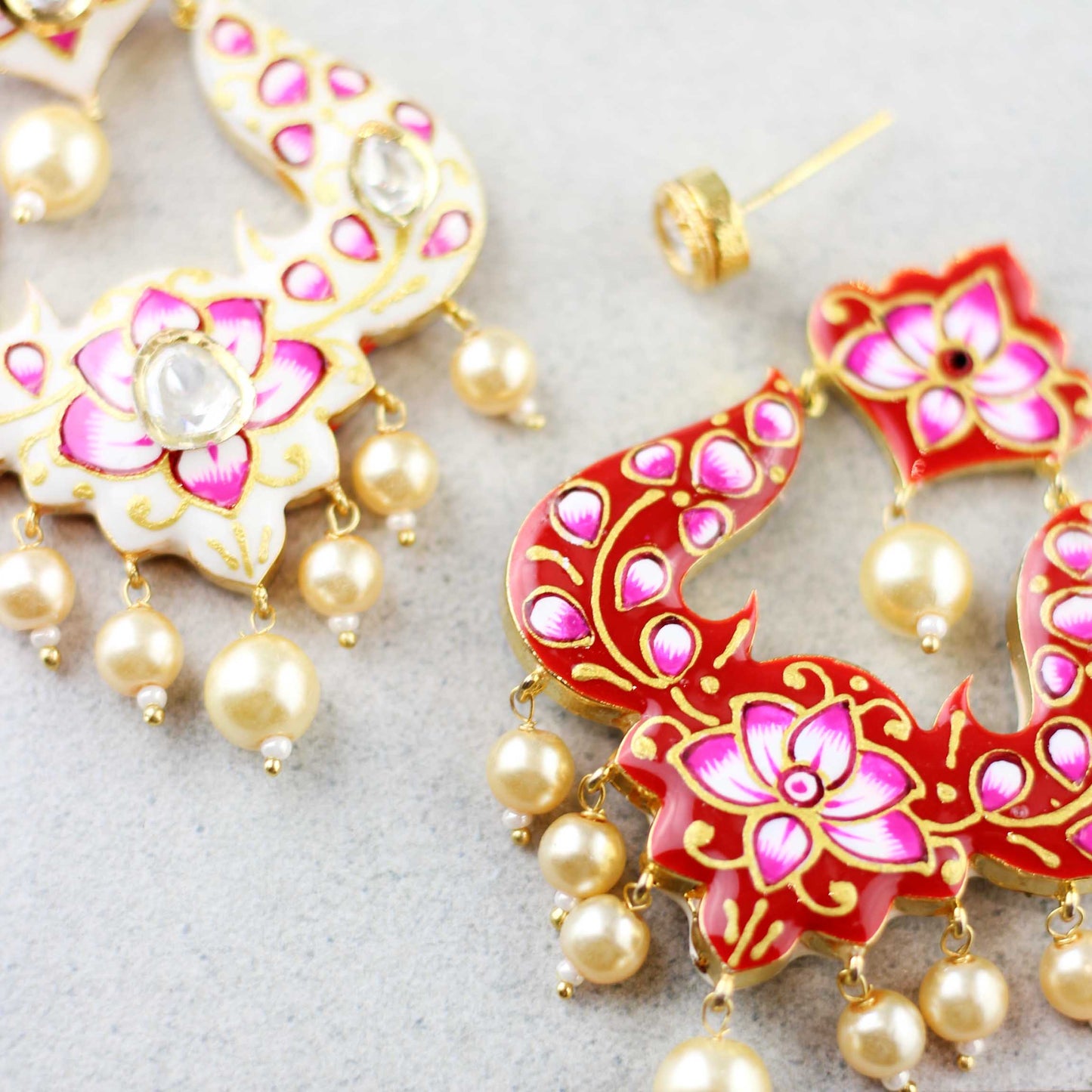 Red / White Double Sided Hand Painted Earring